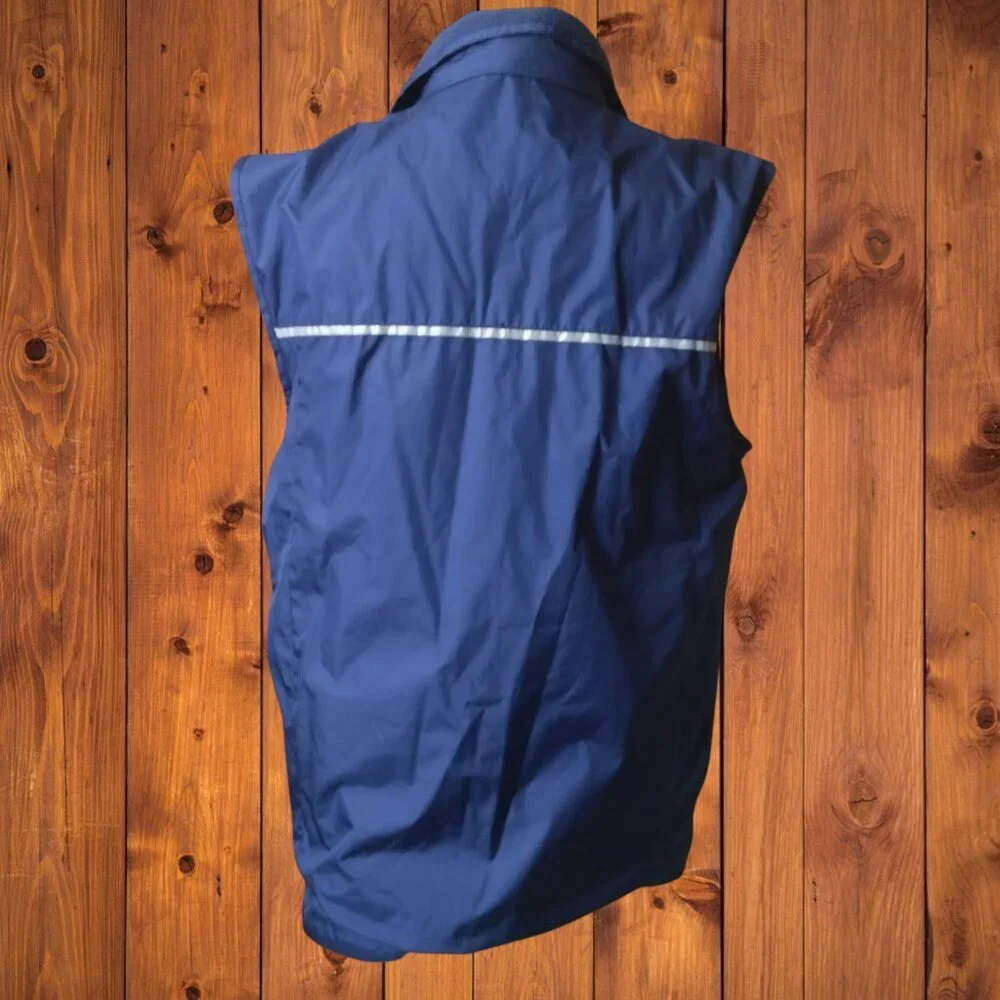 Vineyard Vines Men's Small Navy Blue Ripstop Reflective Strips Full Zip Vest